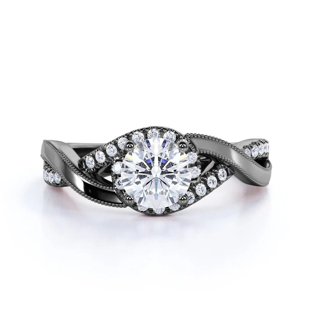 Distinctive Touch Pieces Certified 1 CT Round Lab Diamond Half Eternity Engagement Ring