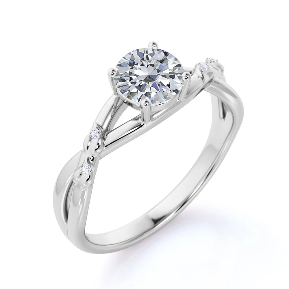 Certified 1.1 CT Round Lab Diamond - Infinity Engagement Ring Delicate Craft