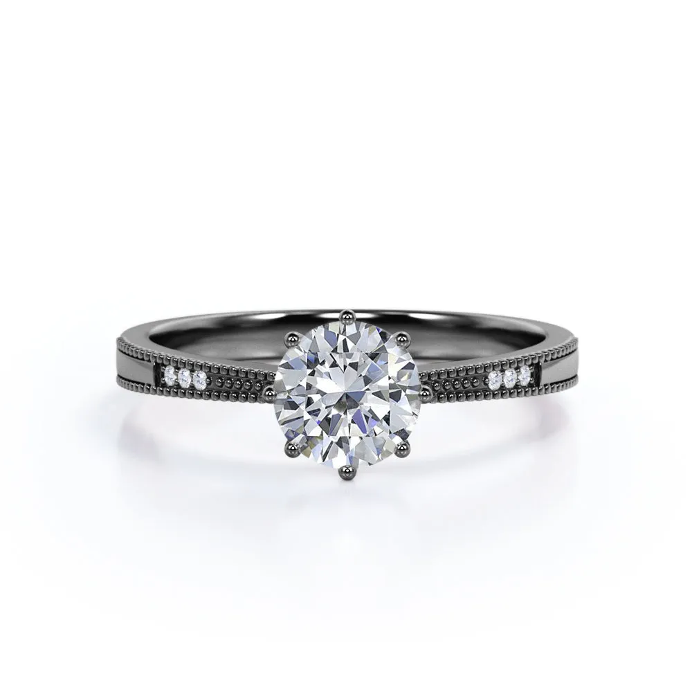 Trendy Accessories Luxurious Craft Certified 1.15 CT Round Lab Diamond 7-stone Antique Milgrain Engagement ring