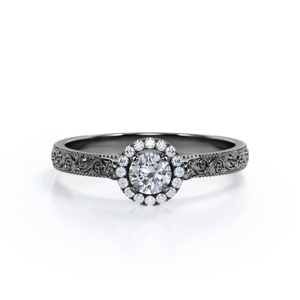 Certified 1.25 CT Round Lab Diamond Halo Filigree Engagement ring Alluring Touch