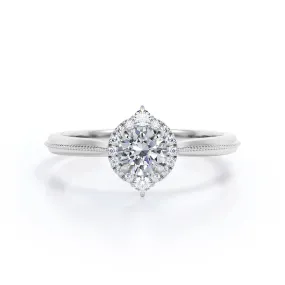 Certified 1.25 CT Round Lab Diamond Modern Halo Engagement ring Sleek Texture