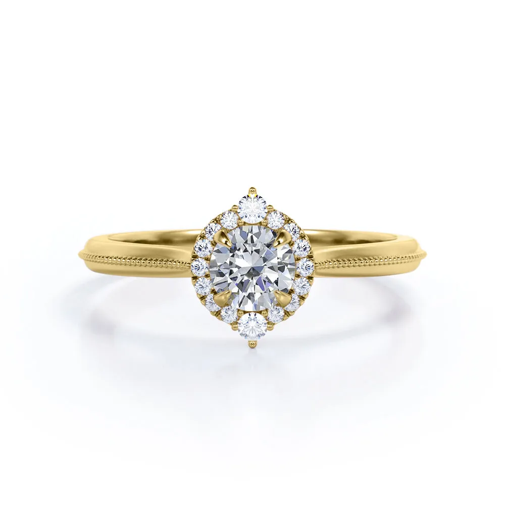 Trendy Glow Stylish Appeal Certified 1.25 CT Round Lab Diamond Modern Halo Engagement ring