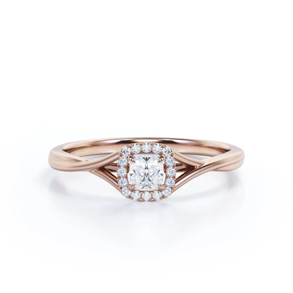 Certified 1.25 CT Round Lab Diamond Split Shank Halo Engagement ring Glam Focus Bright Reflection