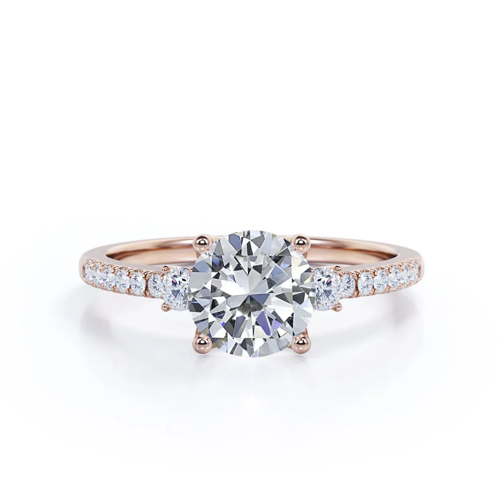 Balanced Feature Certified 1.35 CT Round Lab Diamond Half Eternity Pave Engagement Ring