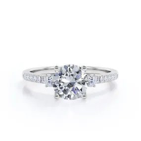 Vogue Touch Sleek Edge Certified 1.35 CT Round Lab Diamond Half Eternity Pave Engagement Ring