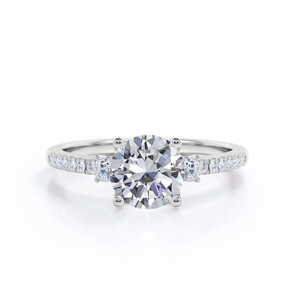 Vogue Touch Sleek Edge Certified 1.35 CT Round Lab Diamond Half Eternity Pave Engagement Ring