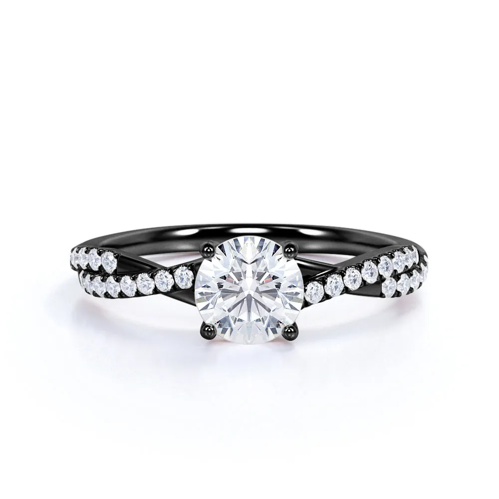 Certified 1.5 CT Round Lab Diamond Four Prong Engagement Ring Color Match