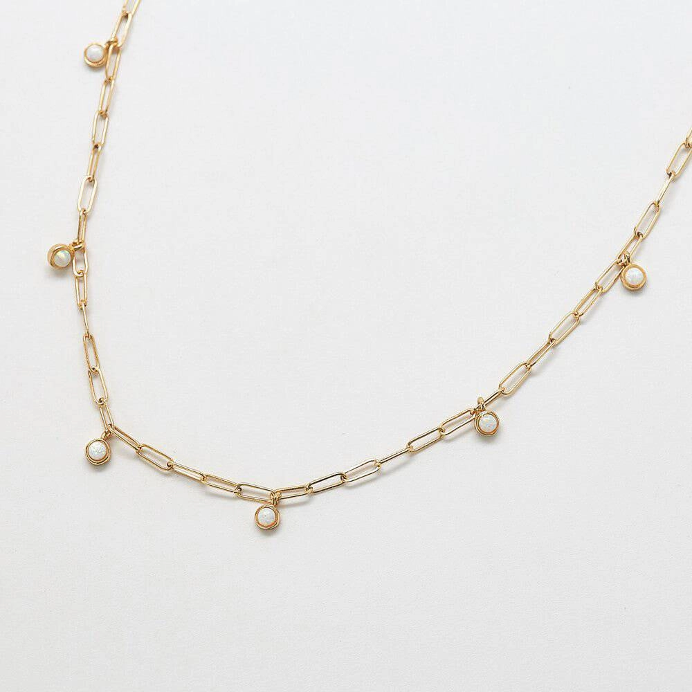 Chain Link Opal Choker Necklace Casual Look Luxurious Craft