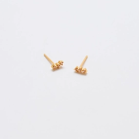 Gift Season Champagne CZ Gold Bar Earrings