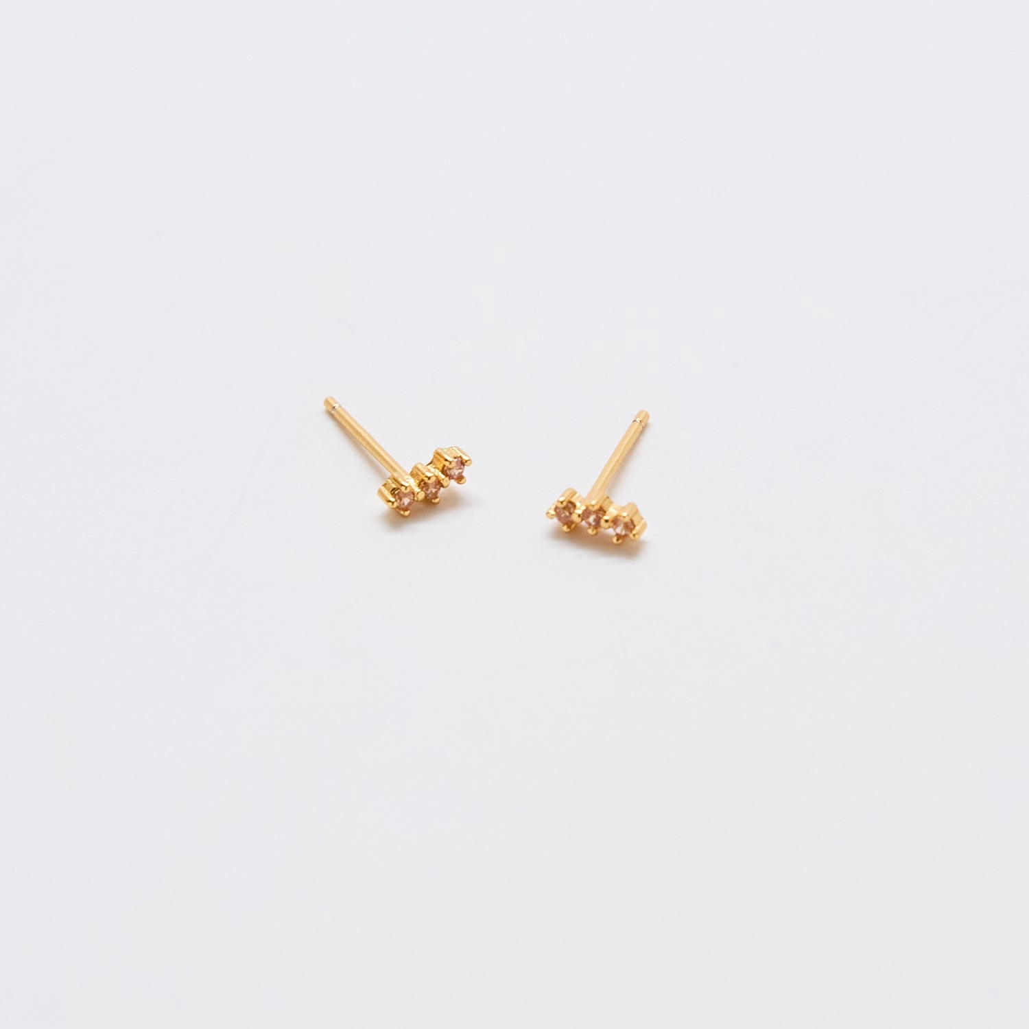 Gift Season Champagne CZ Gold Bar Earrings