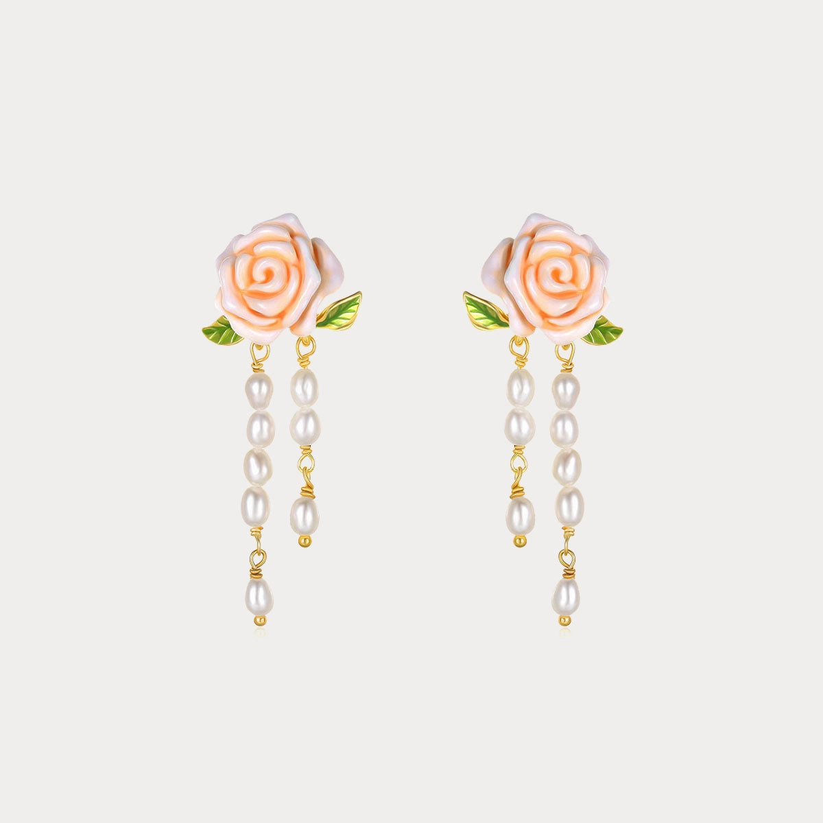 Lightweight Look Heart-Shaped Embellishment Champagne Rose Earrings
