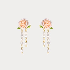 Lightweight Look Heart-Shaped Embellishment Champagne Rose Earrings