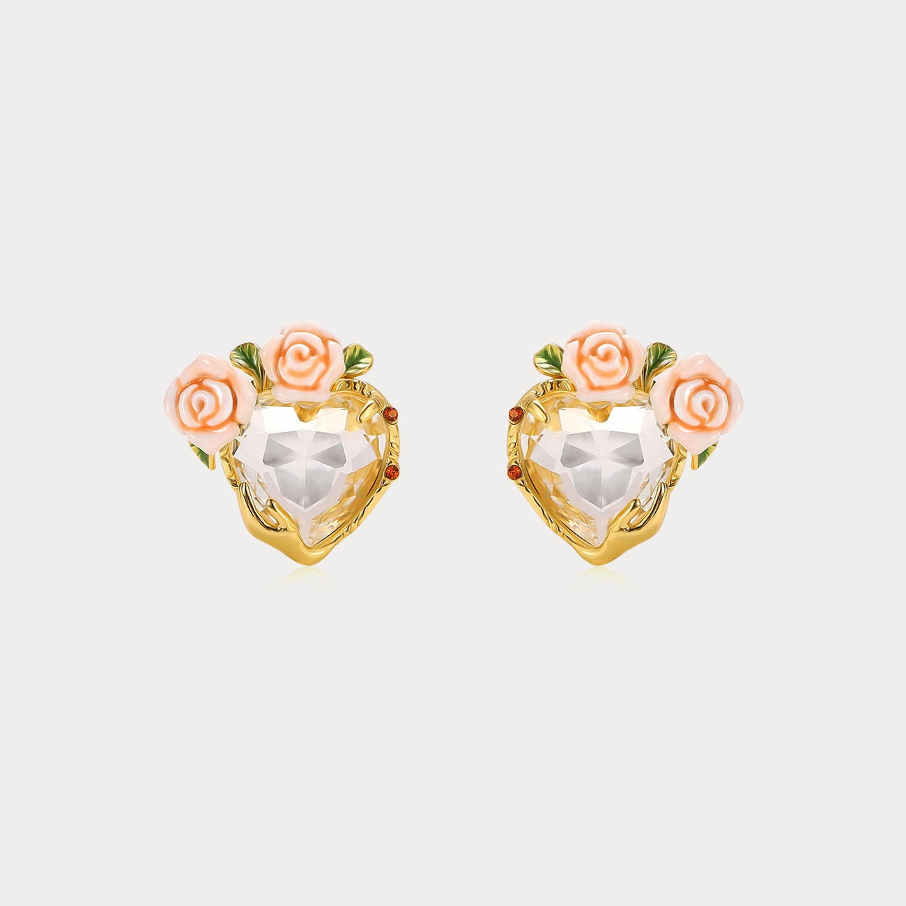 Champagne Rose Heart Earrings Elegant Jewelry Exquisite finish