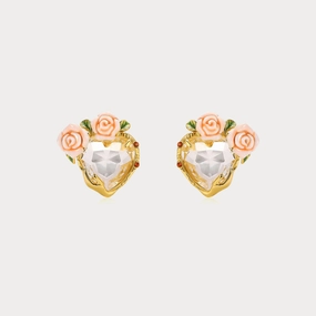 Champagne Rose Heart Earrings Elegant Jewelry Exquisite finish