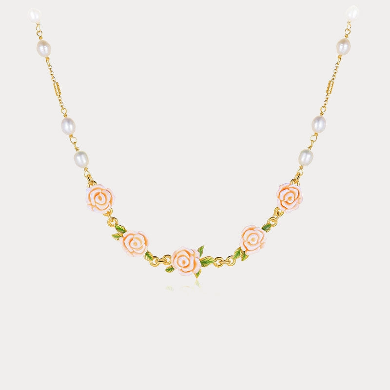 Diverse Audience Champagne Rose Pearl Necklace