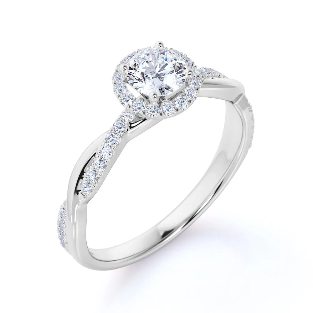 Certified 1.5 CT Round Lab Diamond Clustered Halo Infinity Engagement Ring Everyday Mood