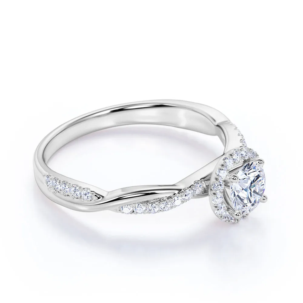Glow Layer Certified 1.5 CT Round Lab Diamond Clustered Halo Infinity Engagement Ring