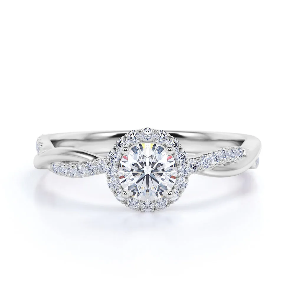 Certified 1.5 CT Round Lab Diamond Clustered Halo Infinity Engagement Ring Versatile Style Brilliant Accent