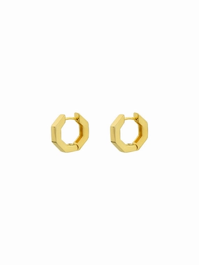 Refined Choice Editorial Look Octagon Dainty Hoop Earrings Dainty Gold Geometric Earrings