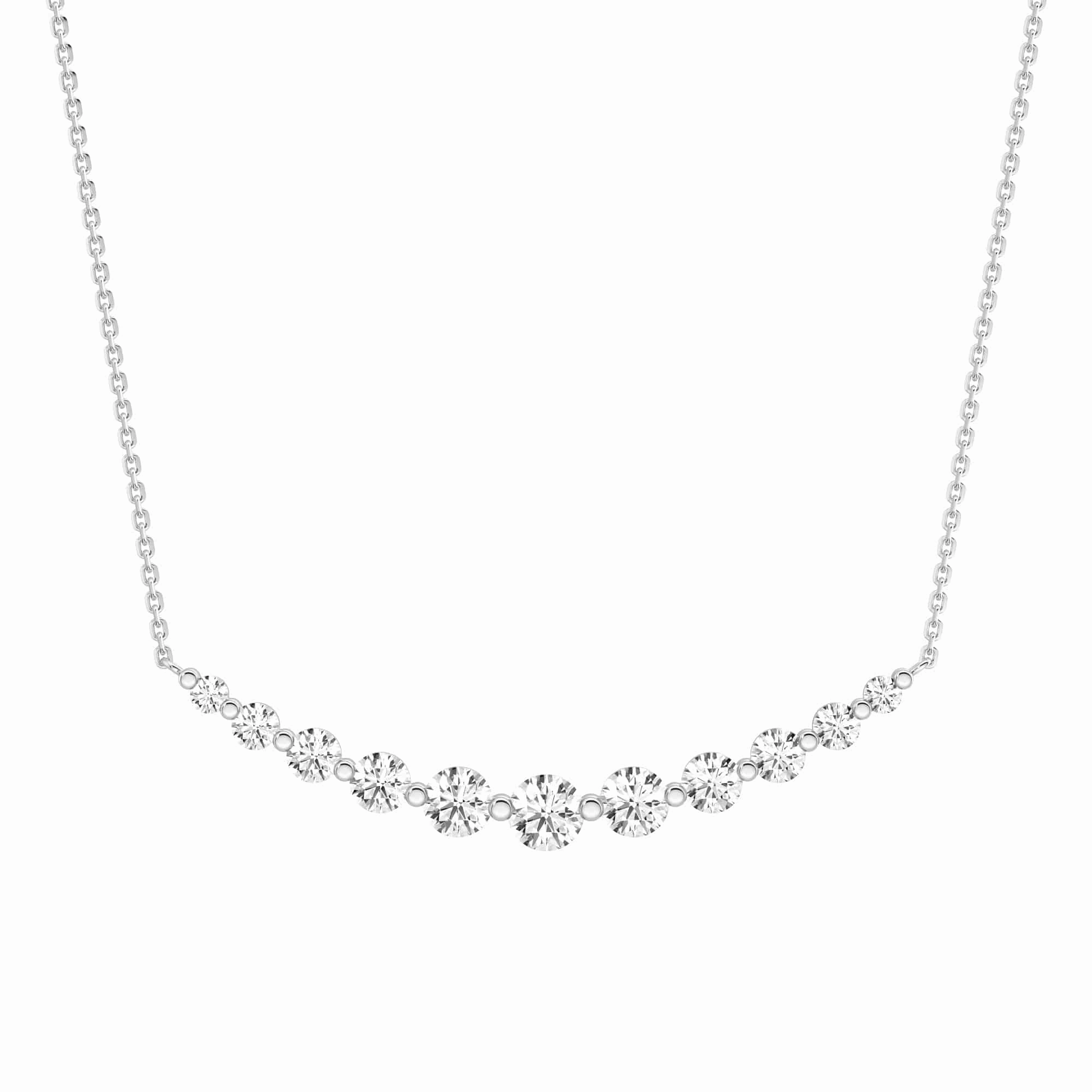 Lab Grown Diamond Eleven Stone Curved Bar Necklace Glistening Glow Charming Piece