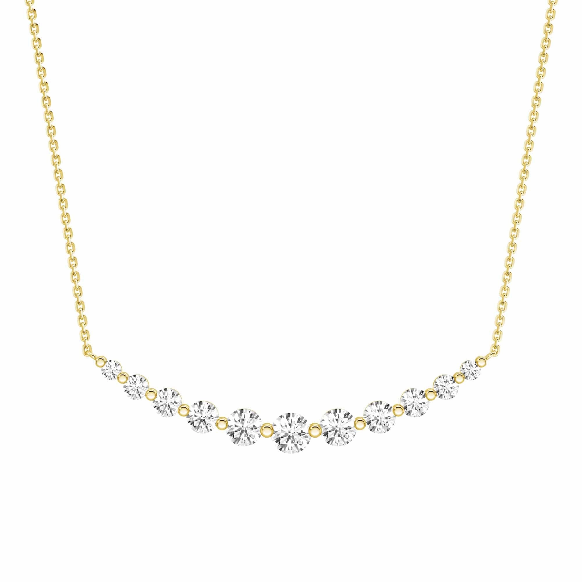 Lab Grown Diamond Eleven Stone Curved Bar Necklace Shine Moment Simple Look