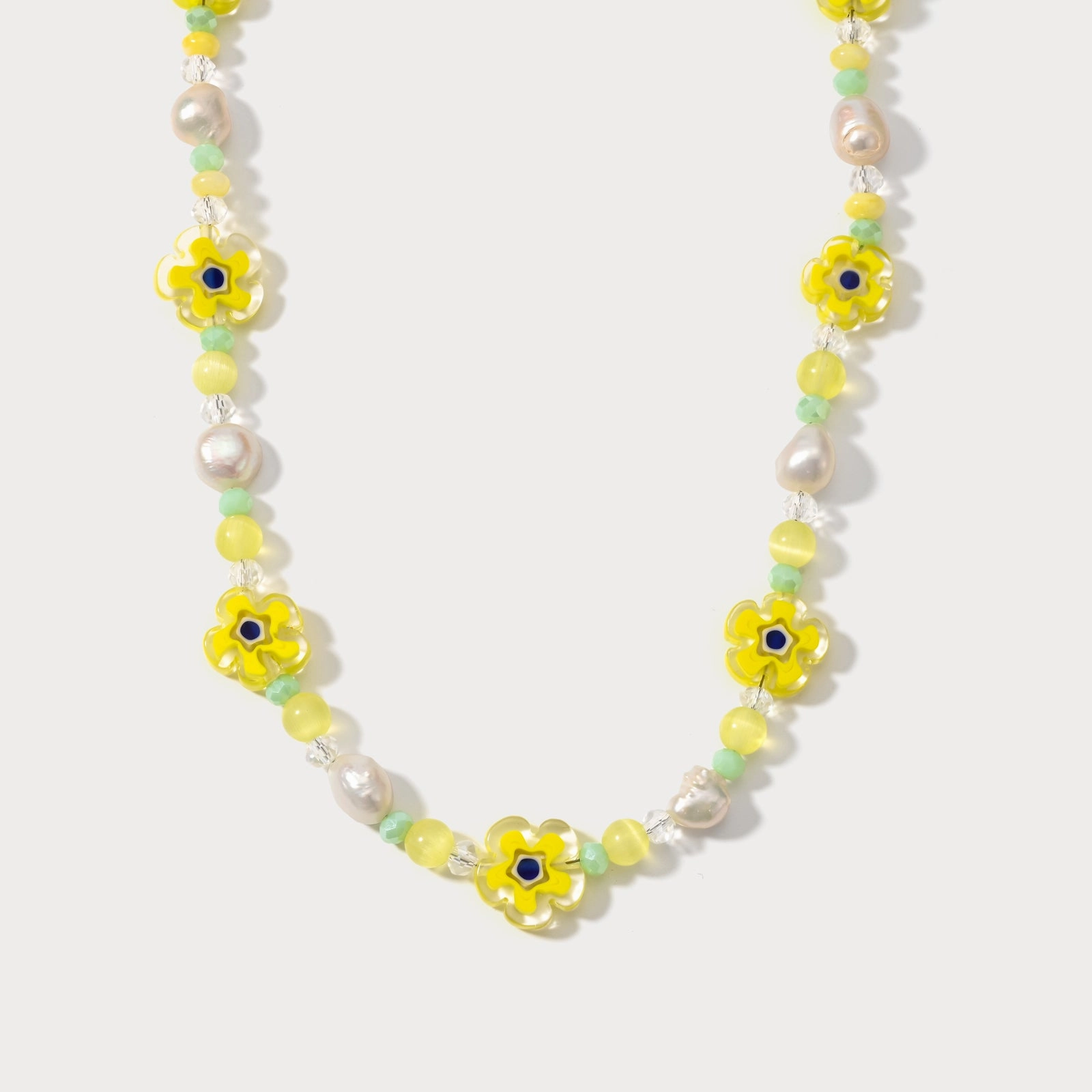 Eternal Adornment Professional Adornment Pearl Yellow Flower Beaded Necklace