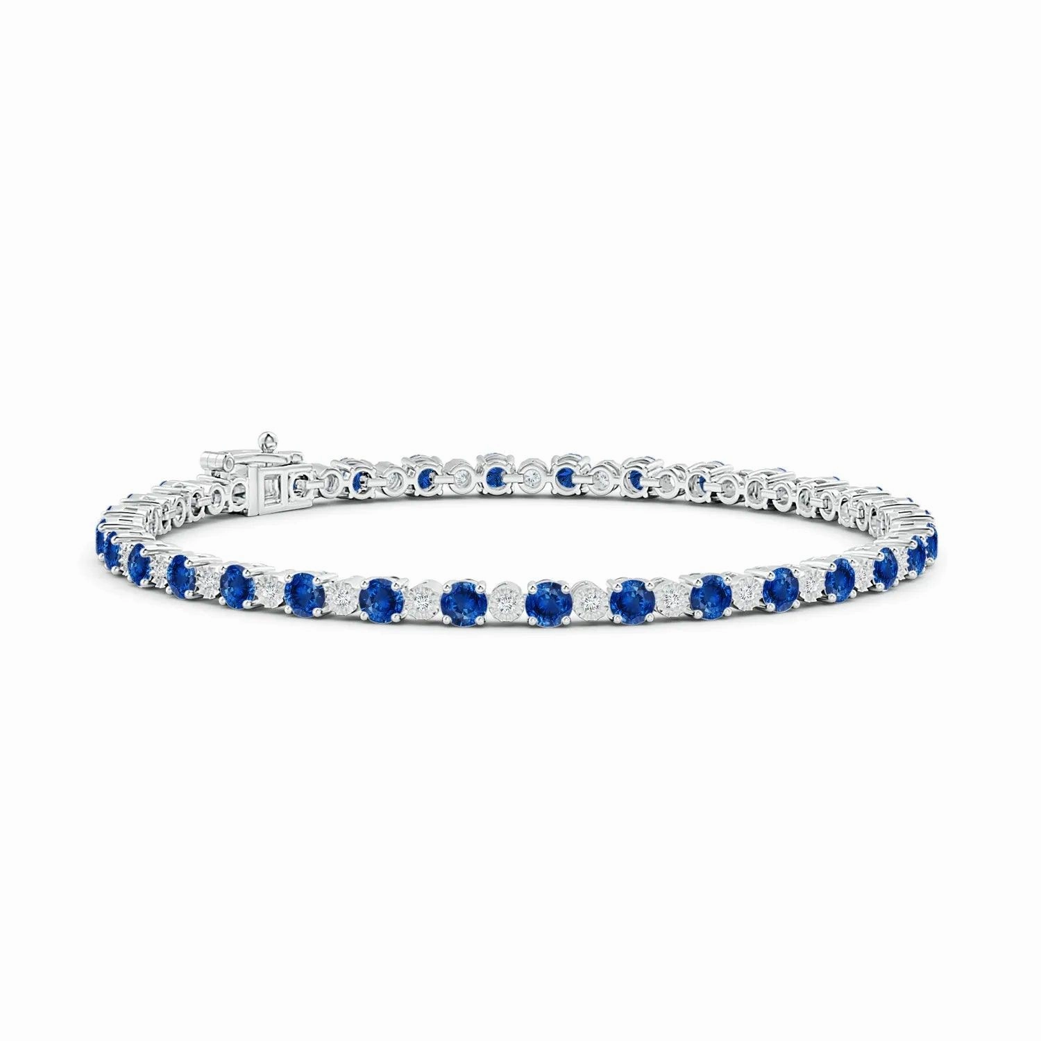 4.8 CT. Sapphire and Brilliant Moissanite Tennis Bracelet Fashion Glow