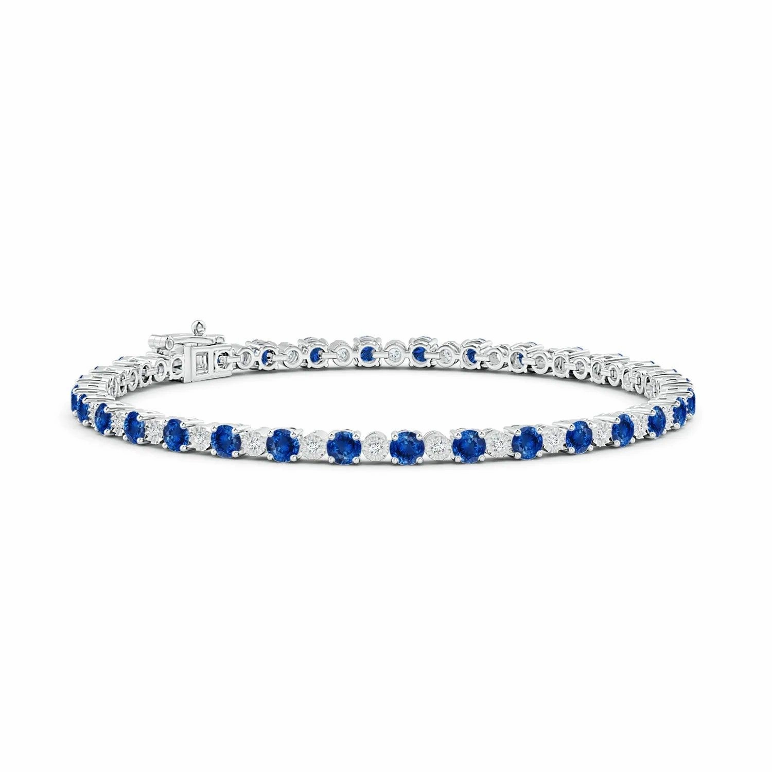 4.8 CT. Sapphire and Brilliant Moissanite Tennis Bracelet Stylish Accessory