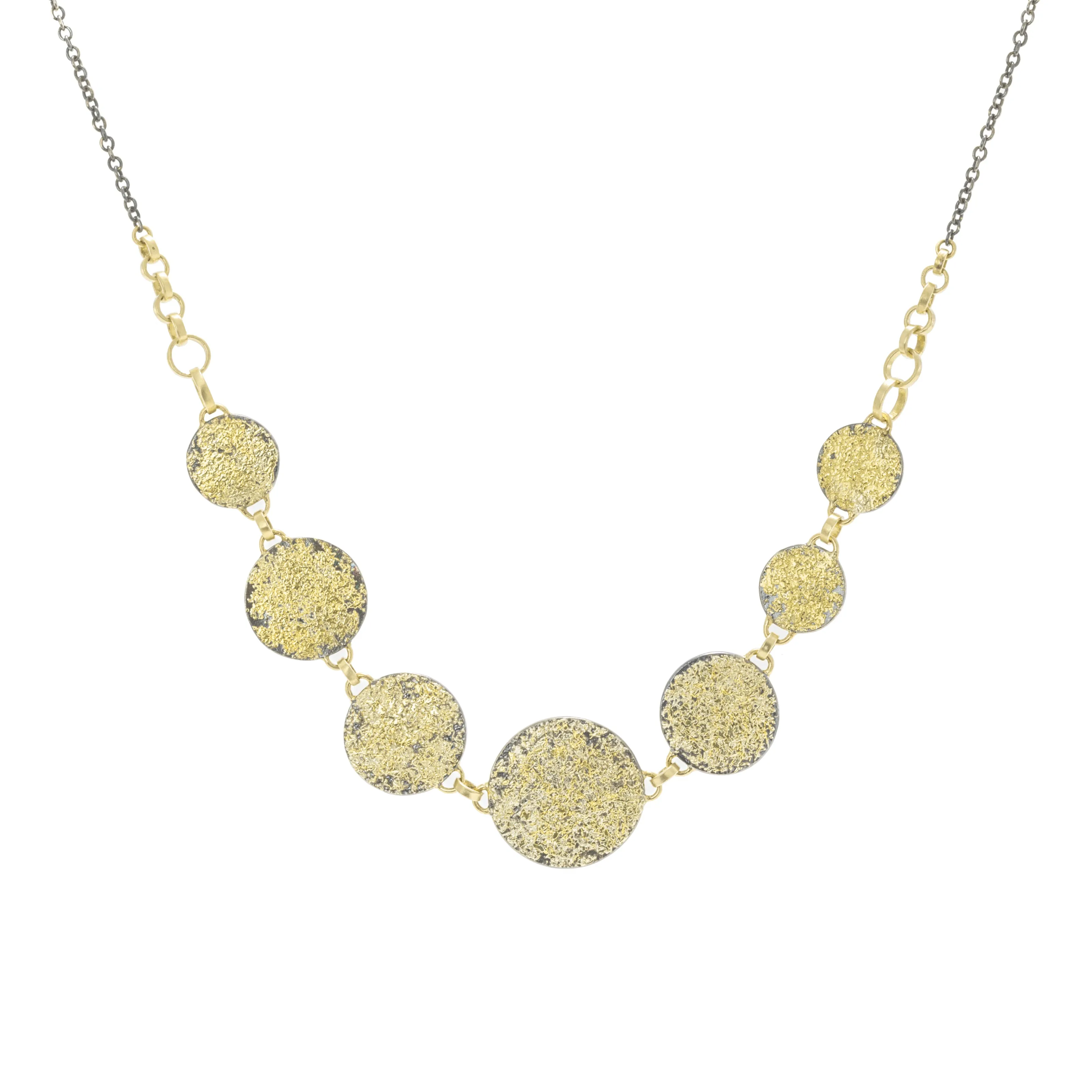 Dusted Statement Necklace - 22ky Gold, 18ky Gold   Oxidized Silver Timeless Style