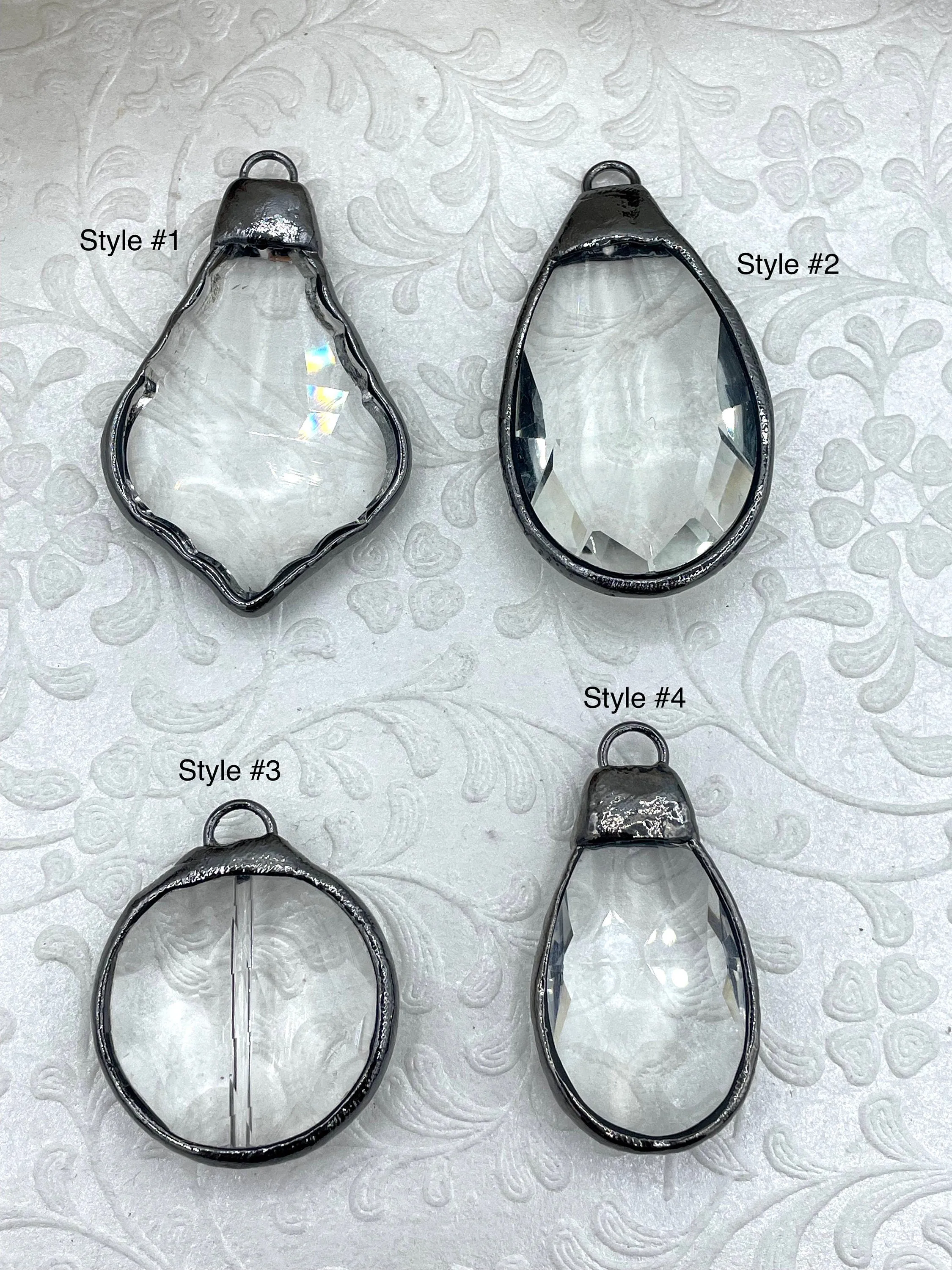 Crystal Gunmetal Soldered Pendants and charms. Clear Glass Crystals, Teardrop, Round & Oval, 4 Styles to choose from. Fast Shipping Vintage Present Fantastic Gift