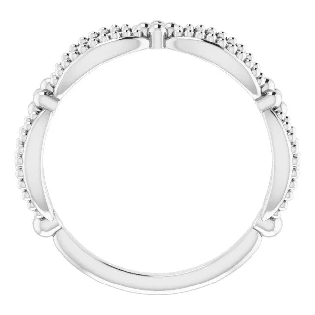 Everyday Style 14K White Beaded Stackable Ring