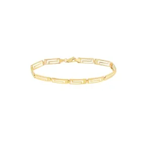 Fresh Light 14k Yellow Gold Greek Key Link Bracelet Mens or Womens 7.75 inches