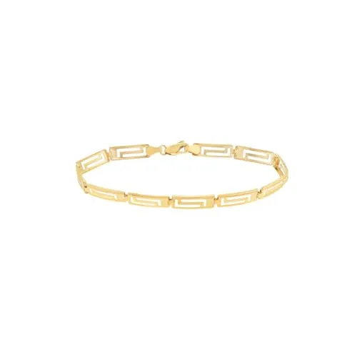 Fresh Light 14k Yellow Gold Greek Key Link Bracelet Mens or Womens 7.75 inches