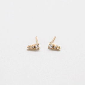 Glam Ready Sleek Design Tiny CZ Drop Bar Stud Earrings