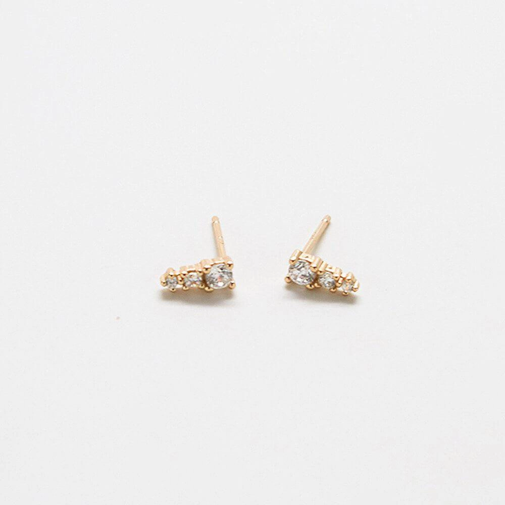 Tiny CZ Drop Bar Stud Earrings Dainty Spark Classic Jewelry