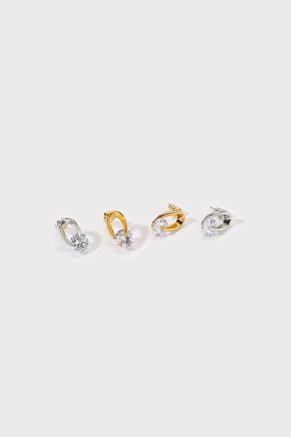 Freja Sparkling Zirconia Stud Earrings Night Shine