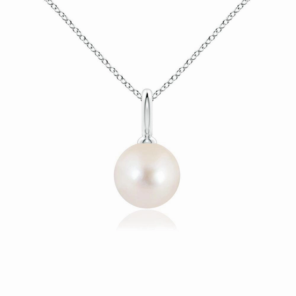 Gleaming Sparkle Modern Fashion 8mm Classic Freshwater Cultured Pearl Solitaire Pendant