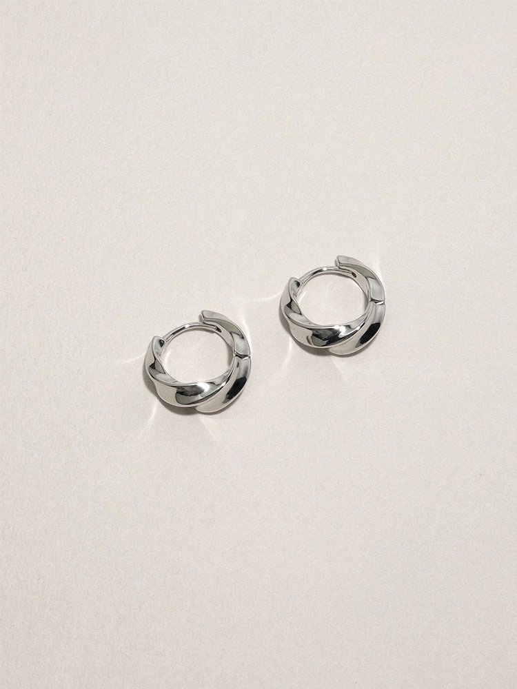 Timeless Spark Glistening Piece Gladys Contemporary Twisted Dainty Huggie Hoops