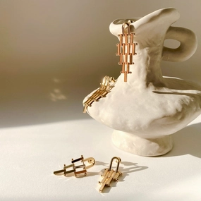 Polished Accessory Isotta Mesh Woven Drop Earrings 18K Gold/Silver