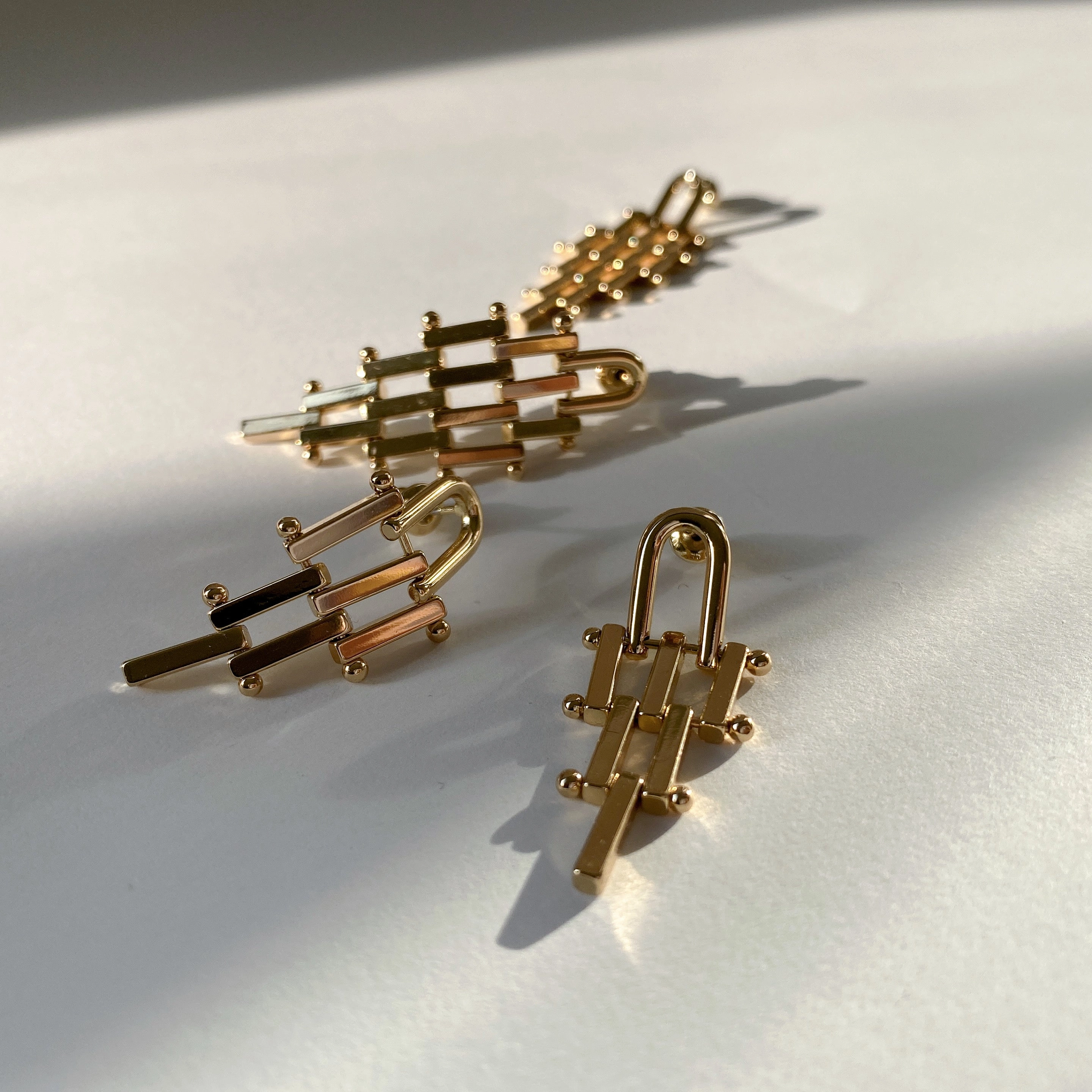 Light Feature Isotta Mesh Woven Drop Earrings 18K Gold/Silver