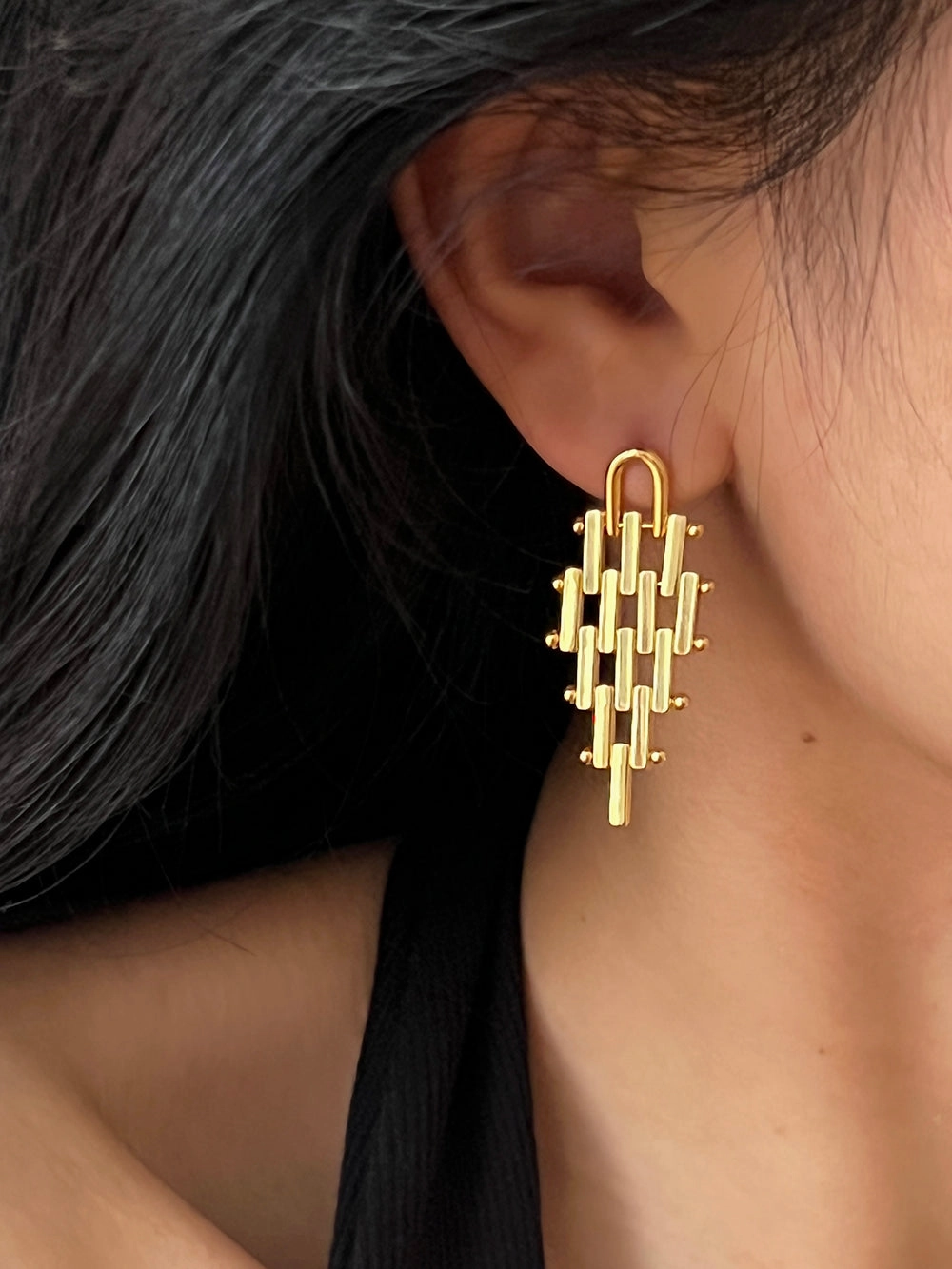 Romantic Accent Isotta Mesh Woven Drop Earrings 18K Gold/Silver