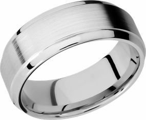 bright light Cobalt Chrome 8mm beveled band with a stepped edge