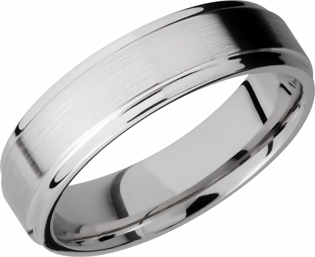 Shiny Radiance City Style Cobalt chrome 6mm flat band with grooved edges