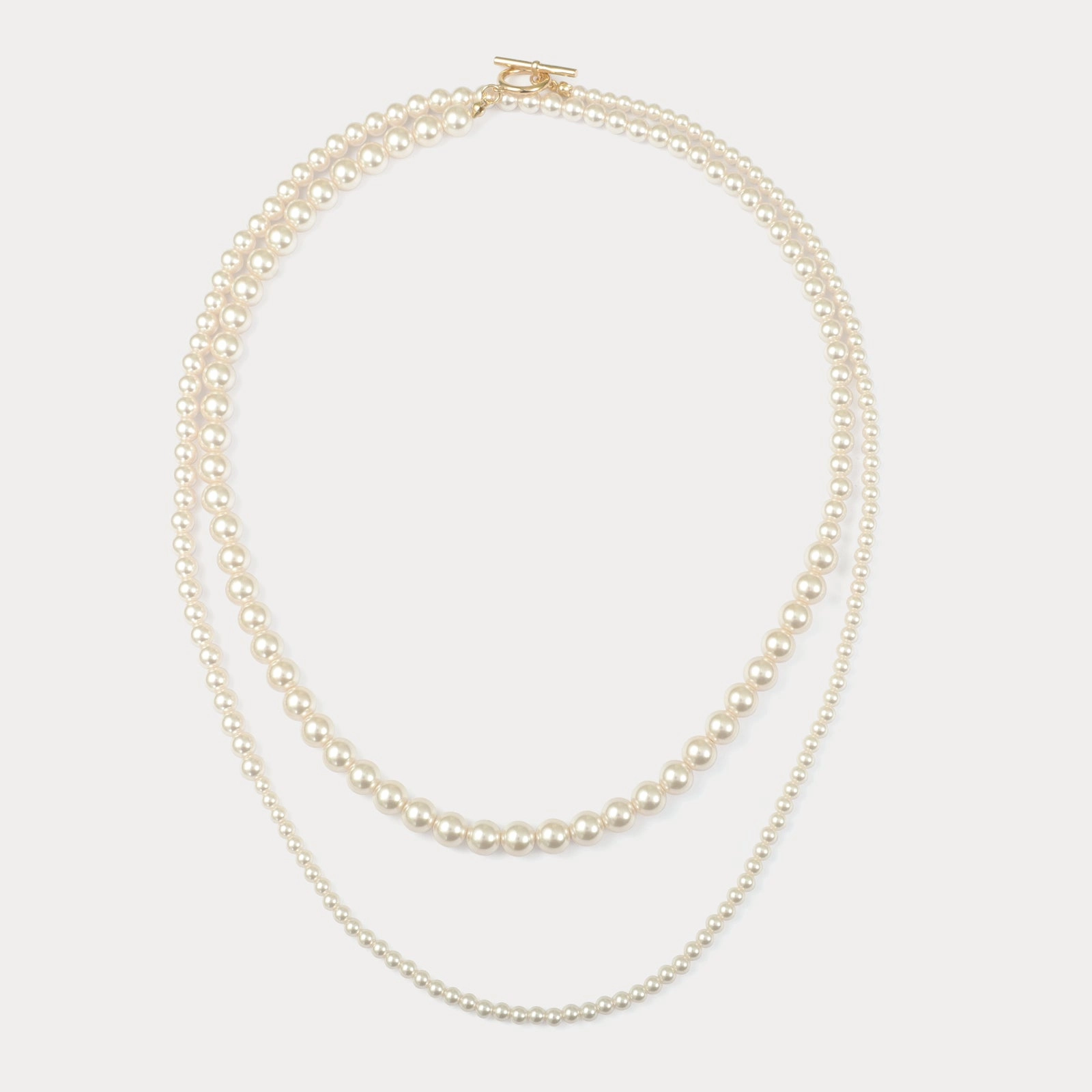 Double Strand Pearl Necklace Everyday Layer Refined Touch