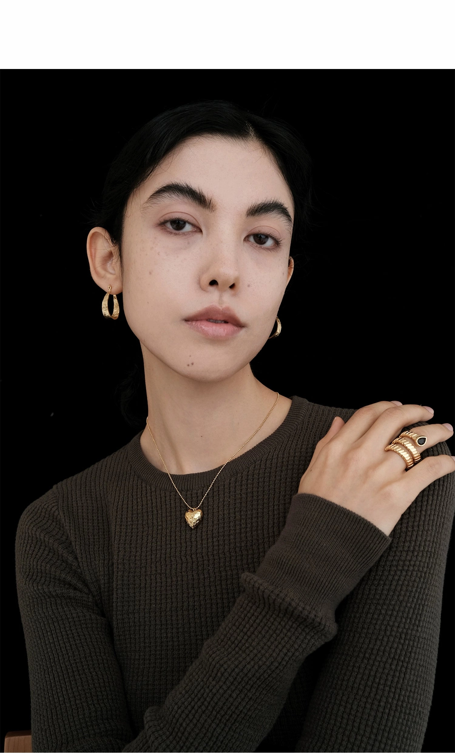 Delicate Pop Hammered Puff Heart Necklace Gold 2 Sizes