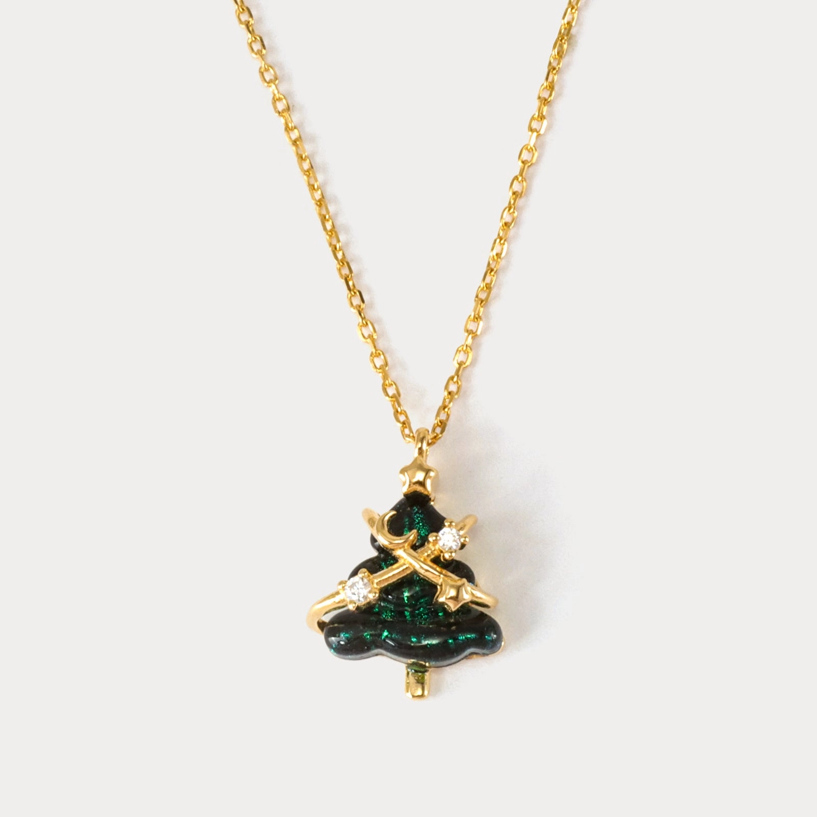 Christmas Tree Necklace Layer Look Elegant Accent