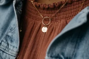 Circle Initial Necklace Summer Style