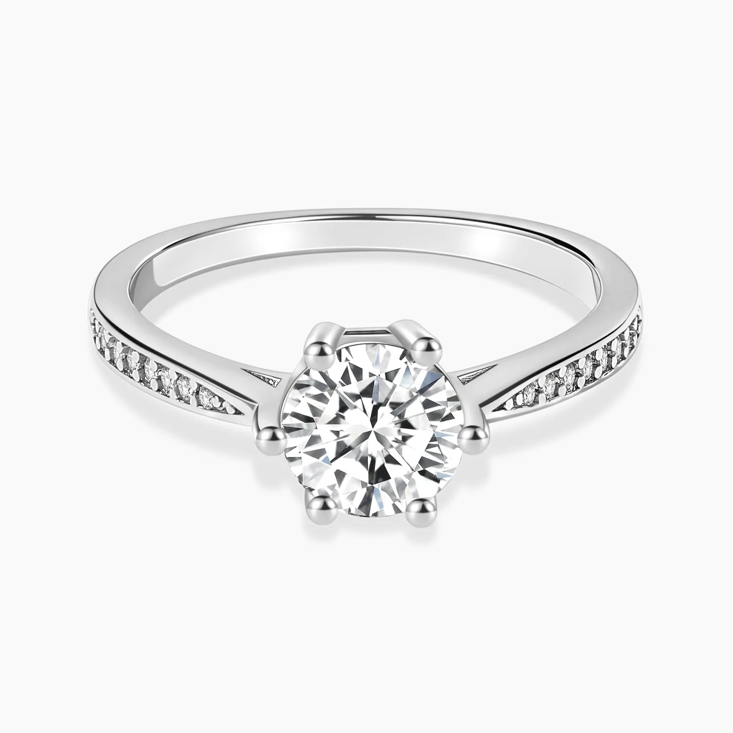 Romantic Present 1CT Classic Round Cut Moissanite Ring for Women