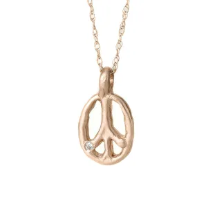 Casual Classic Lively Feature Charmed Peace Sign Necklace - 14k Gold