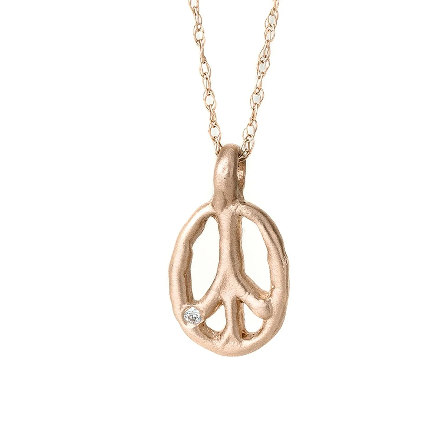 Casual Classic Lively Feature Charmed Peace Sign Necklace - 14k Gold